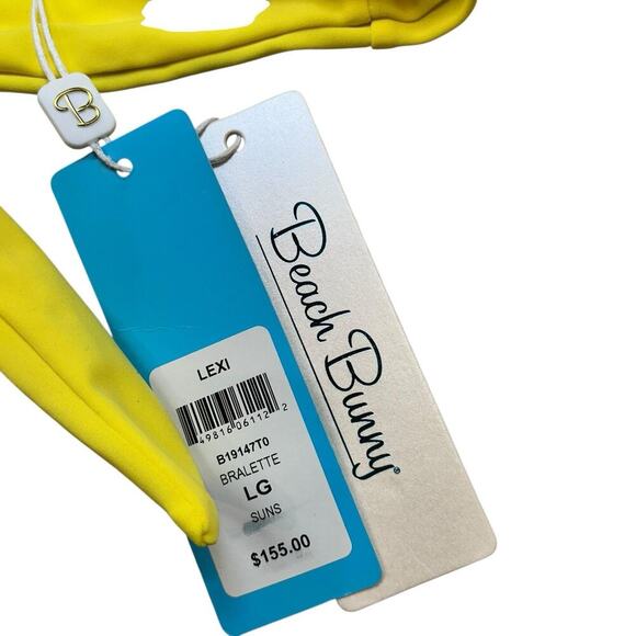 BEACH BUNNY Lexi Bralette Tango BIKINI TOP Size Large Yellow Sunshine NWT $155 - Picture 6 of 7